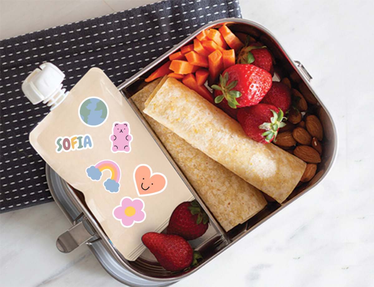 Customizable Letter & Picture Stickers 130+pk for Reusable Pouches | RETRO RAINBOW - Image 7