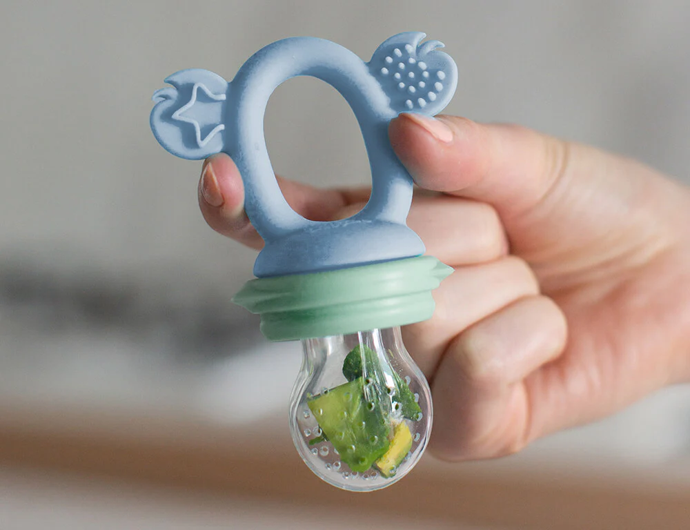 Silicone Baby Fresh Food Feeder / Fruit Feeder - Cerulean & Sage - Freezer Safe - Image 4