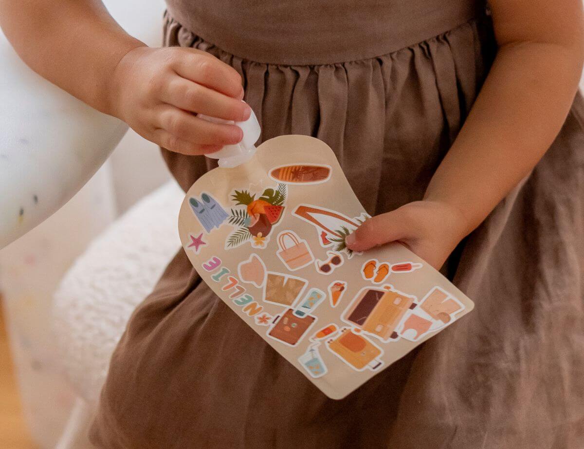 Sticker Set Reusable Food Pouches 150ml 5PK with 130+ Letter/Picture Stickers |Big Explorer - Image 7